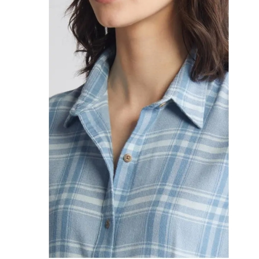 Faherty Blue White Flannel Button Down Legend Swe… - image 2